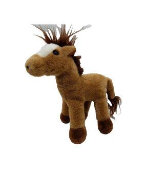 Russ Berrie Trotter Horse Pony 10"  Plush Brown Tan Stuffed Animal 1980s